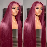13x6 Lace 99j Red Burgundy Colored HD Lace Frontal Human Hair Wigs 13x6 Lace Front Human Hair Wigs Trendy Color Human Hair Wigs