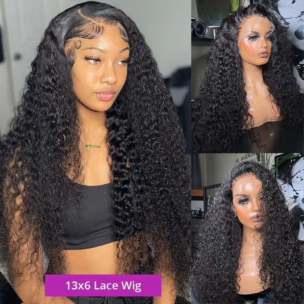 300% Density 40 46 Inch Deep Wave 13x6 HD Lace Front Human Hair Wig Loose Water Curly 13x4 Lace Frontal Wig Human Hair For Women