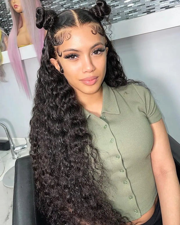250 300 Density 13x6 HD Lace Frontal Wig Deep Wave Curly Human Hair Wigs For Women Water Wave 13x4 Lace Front Human Hair Wig 200