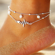 New Anklet Double-layer Pearl Anklet ECG